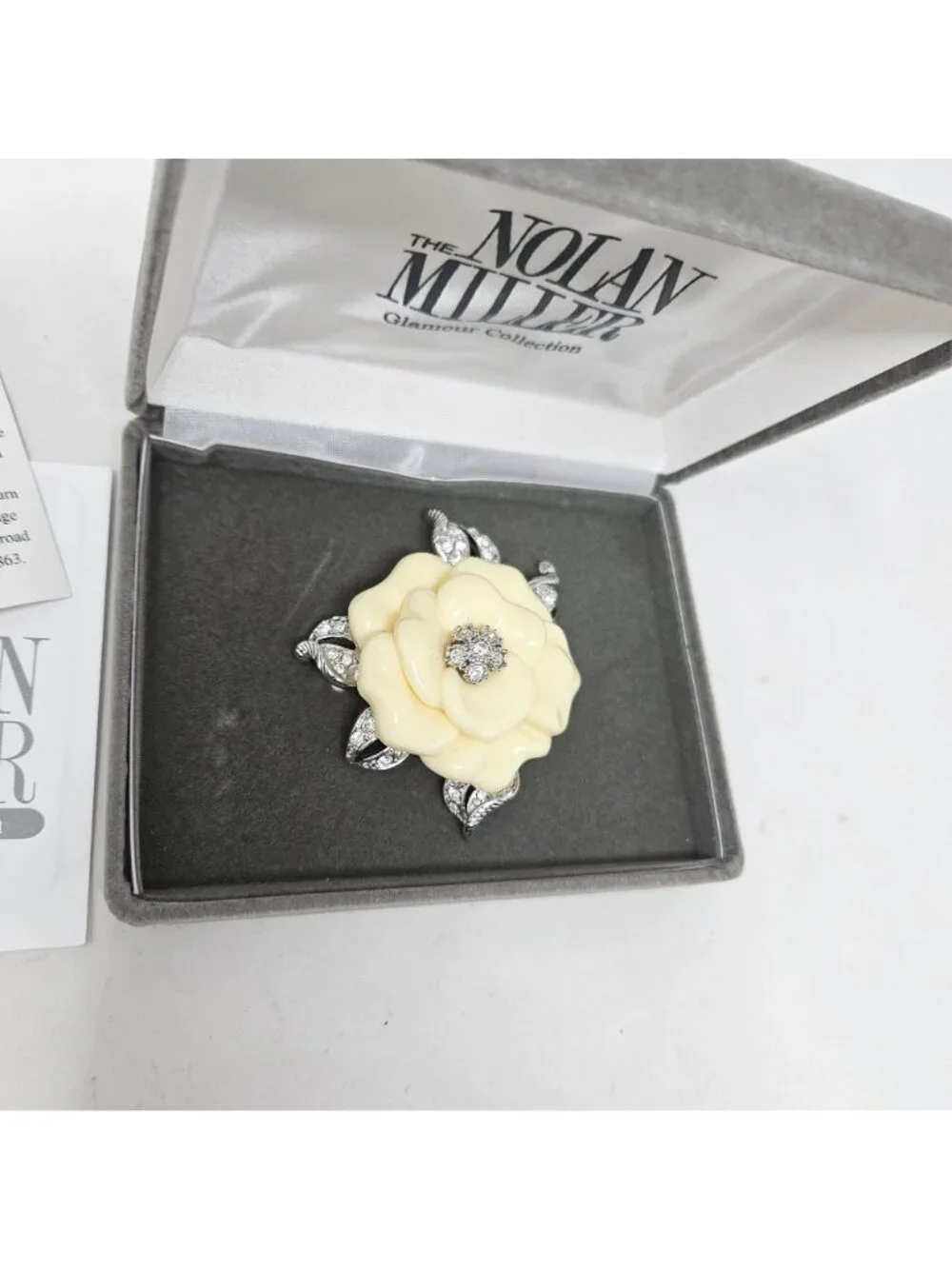 Nolan Miller Lara Ivory Camelia Flower Brooch w/ Box